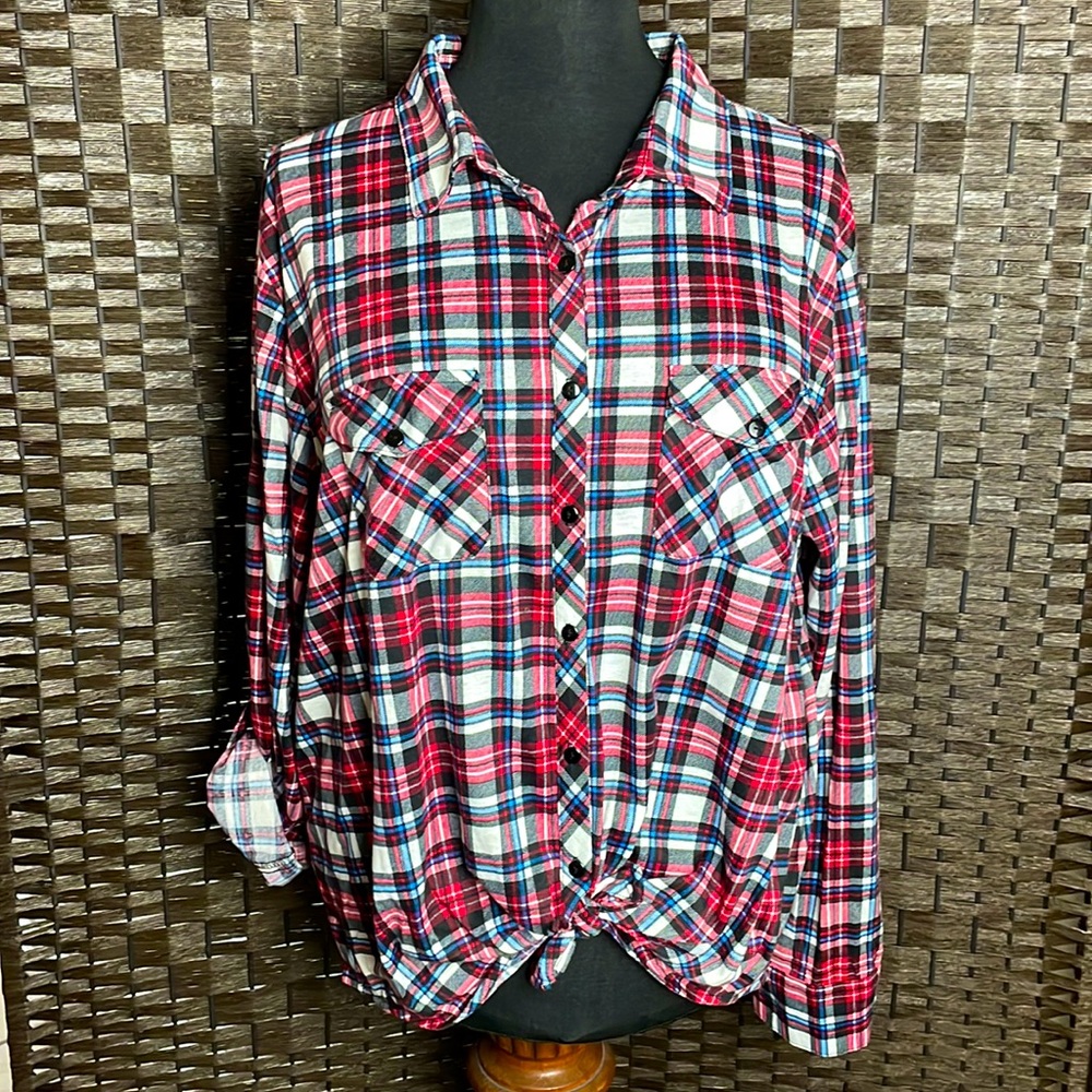 Multi-Colored Button Front Flannel. Size 3x - image 1